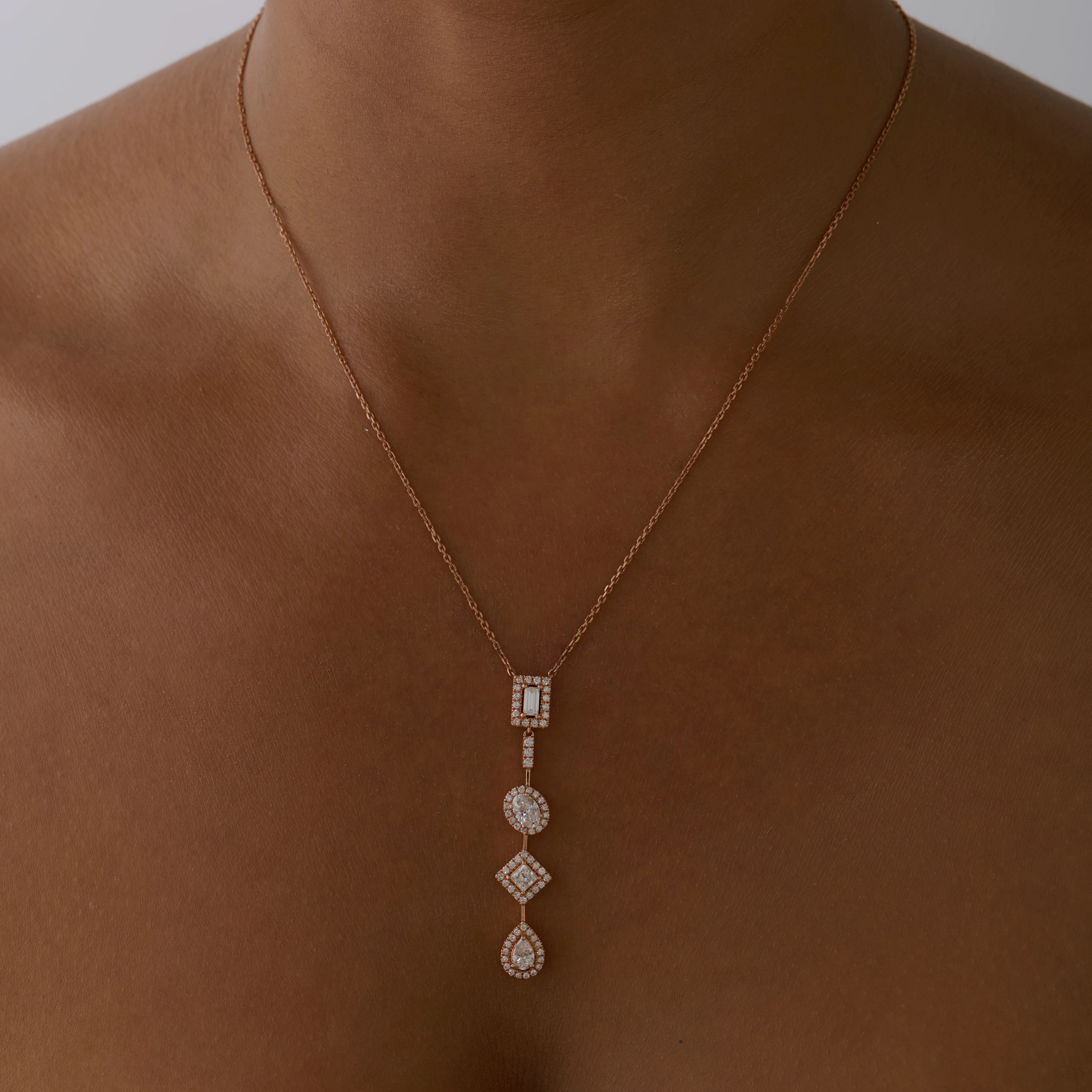 Mixed Cut Halo Drop Pendant