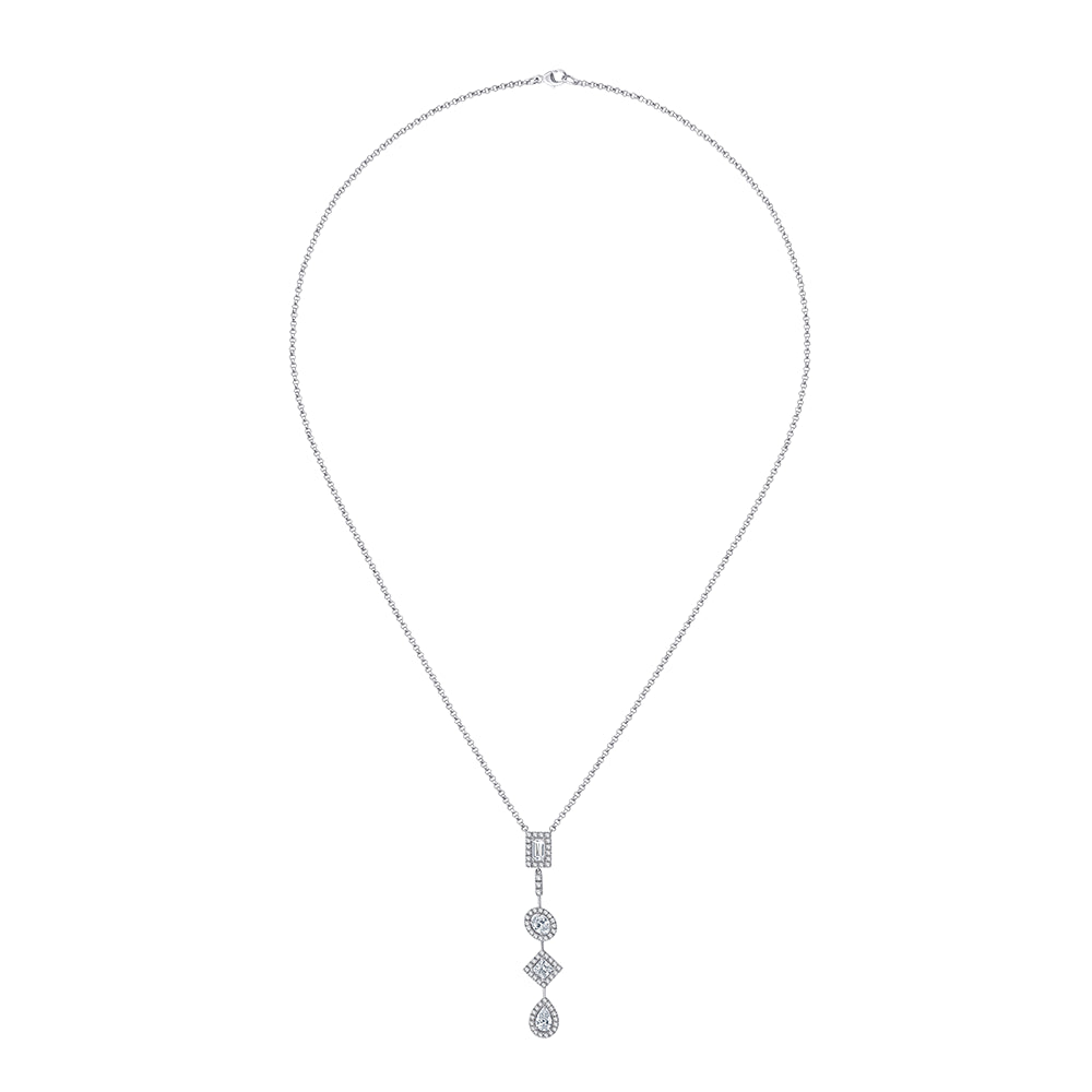 Mixed Cut Halo Drop Pendant