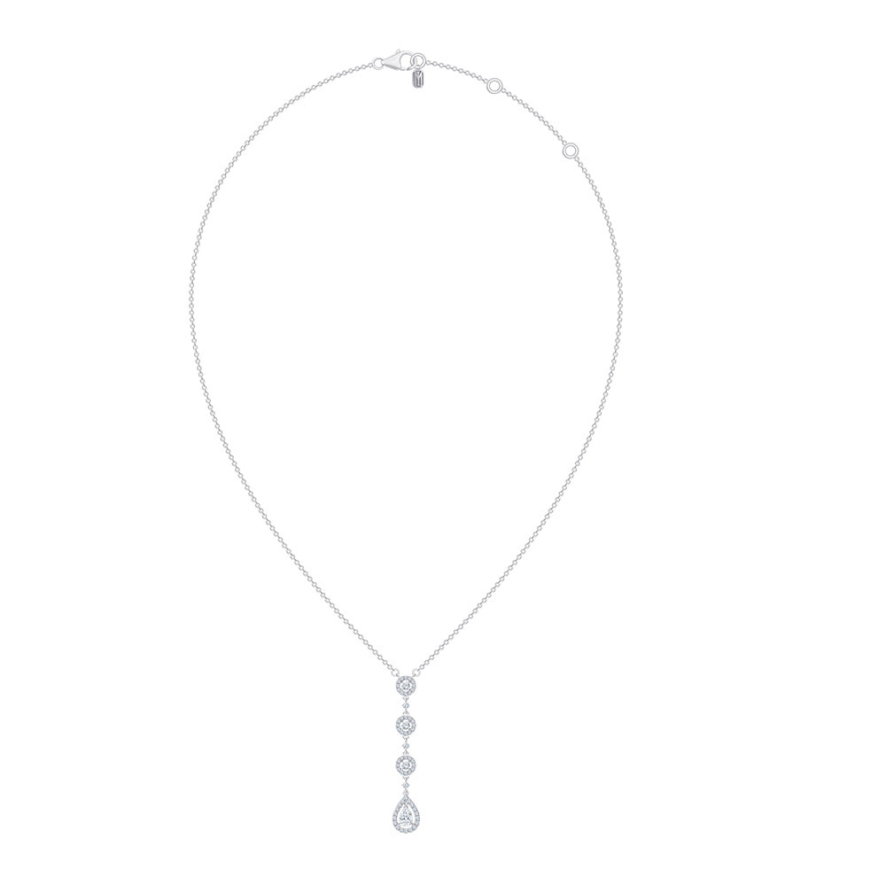 Brilliant and Pear Cut Halo Drop Pendant