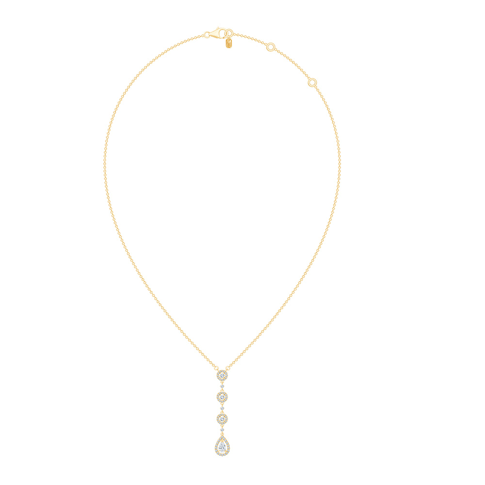 Brilliant and Pear Cut Halo Drop Pendant