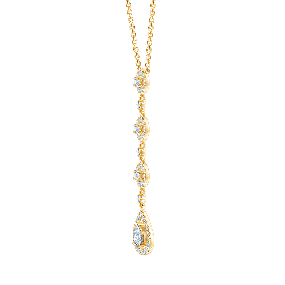 Brilliant and Pear Cut Halo Drop Pendant