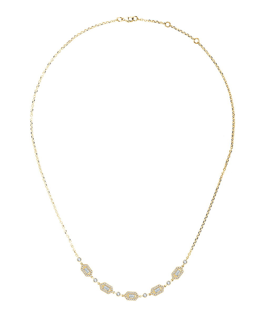 Baguette Cut Halo Station Pendant