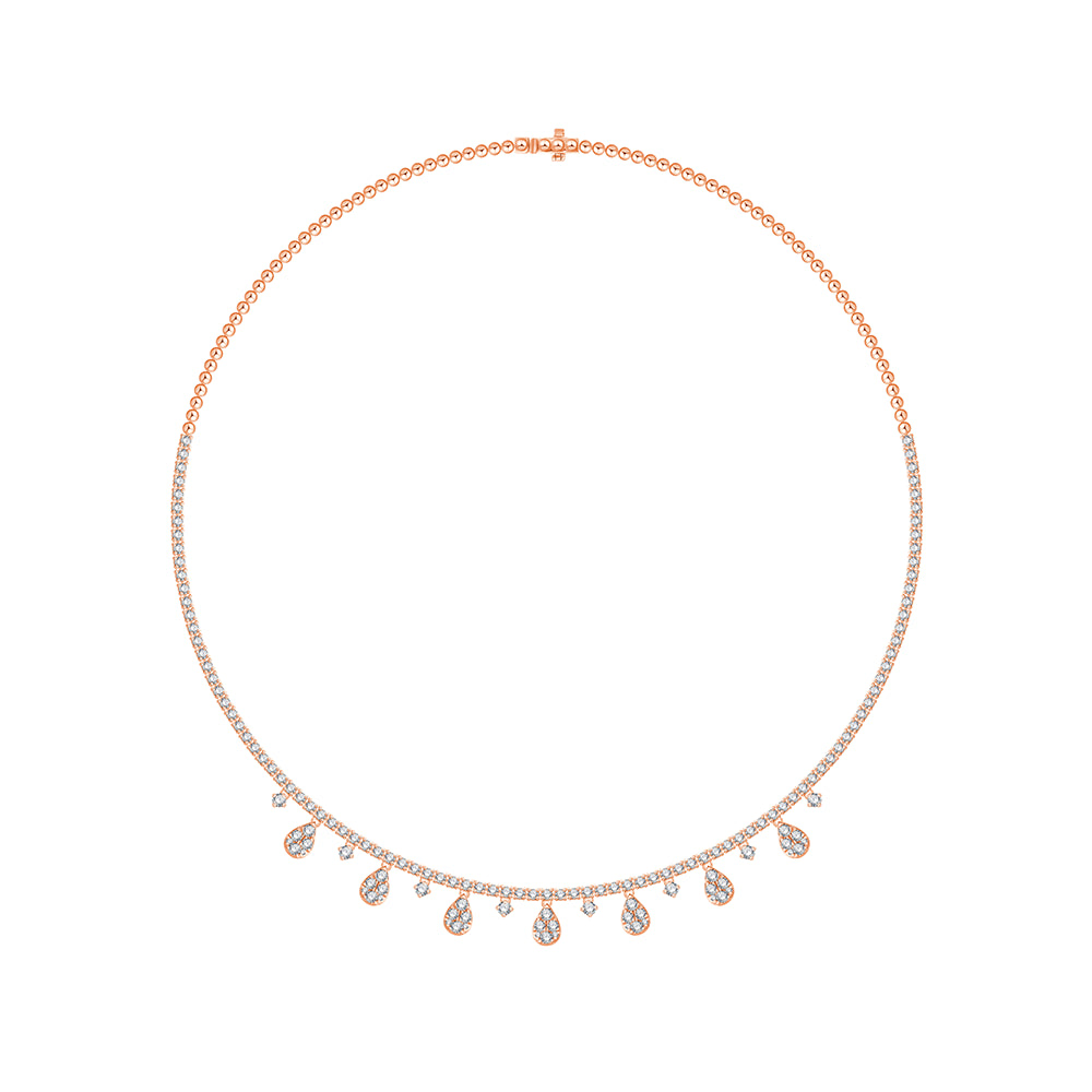 Brilliant Cut Pear Cluster Station Necklace