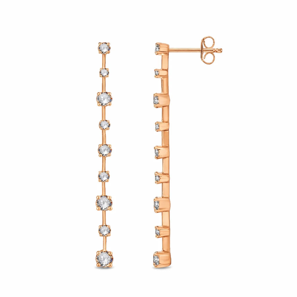 Brilliant Cut Alternating Station Drop Earrings