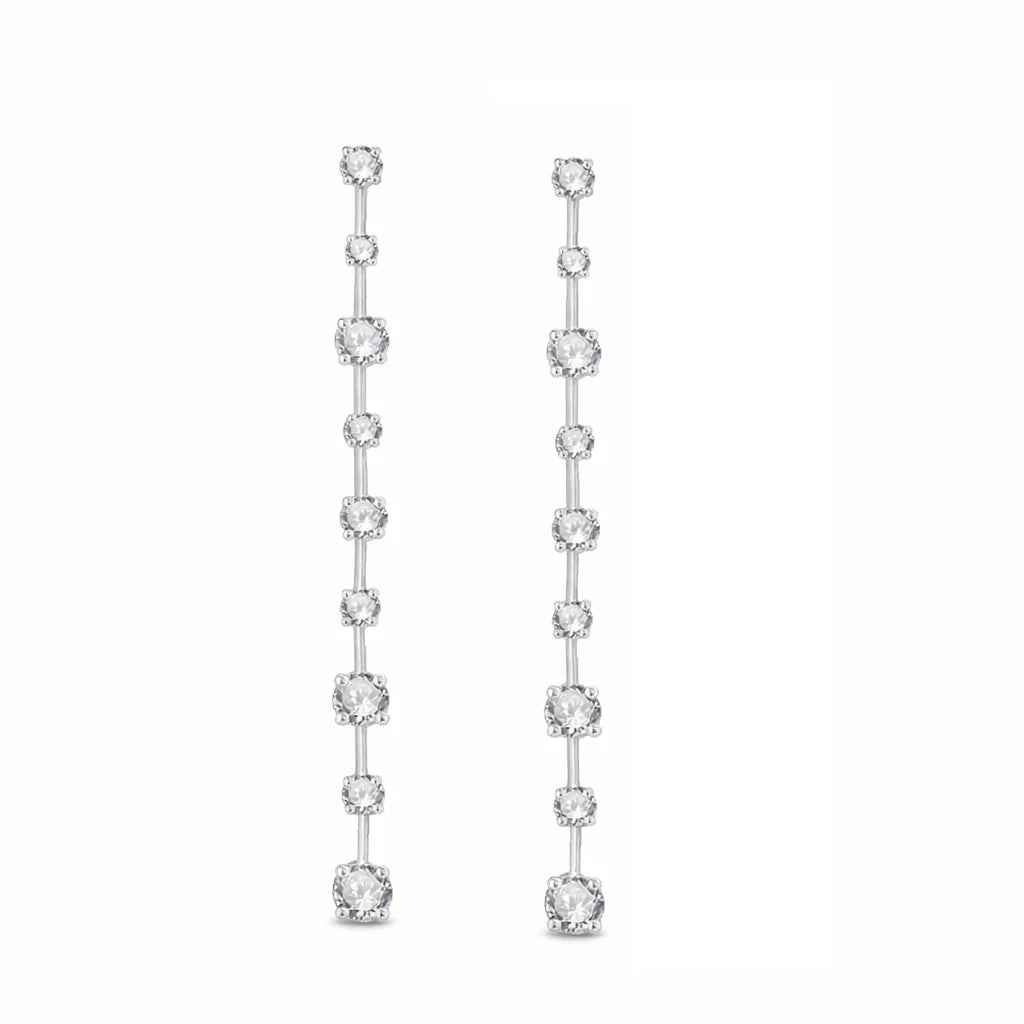 Brilliant Cut Alternating Station Drop Earrings