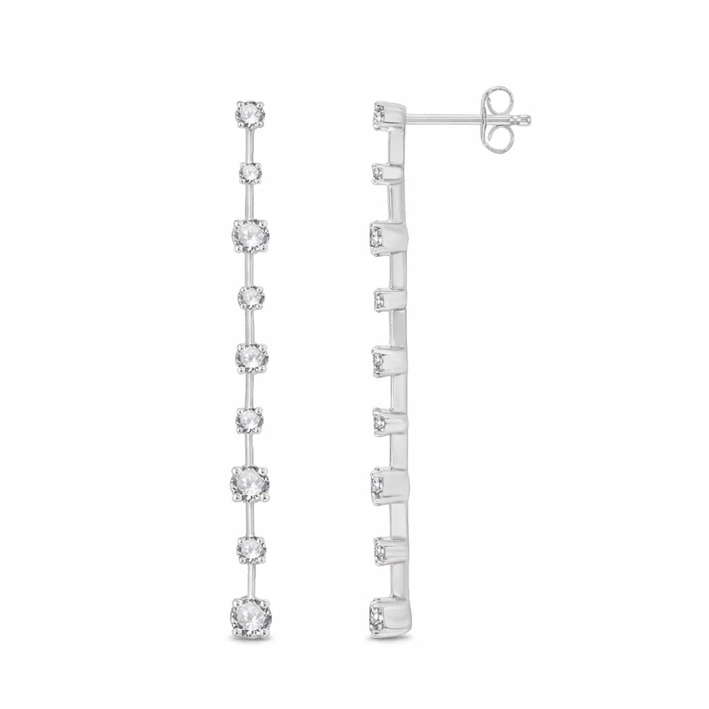 Brilliant Cut Alternating Station Drop Earrings
