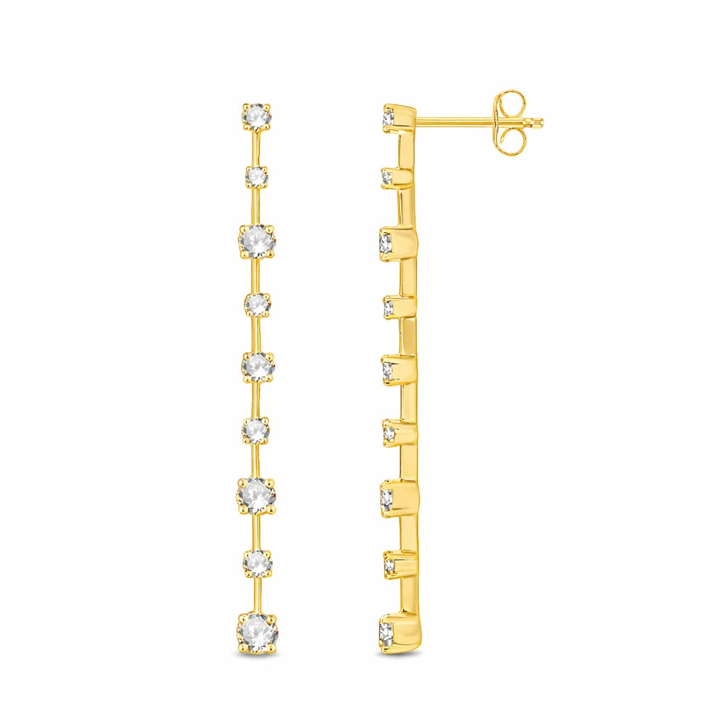 Brilliant Cut Alternating Station Drop Earrings