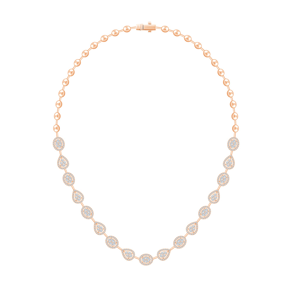 Mixed Cluster Halo Tennis Necklace