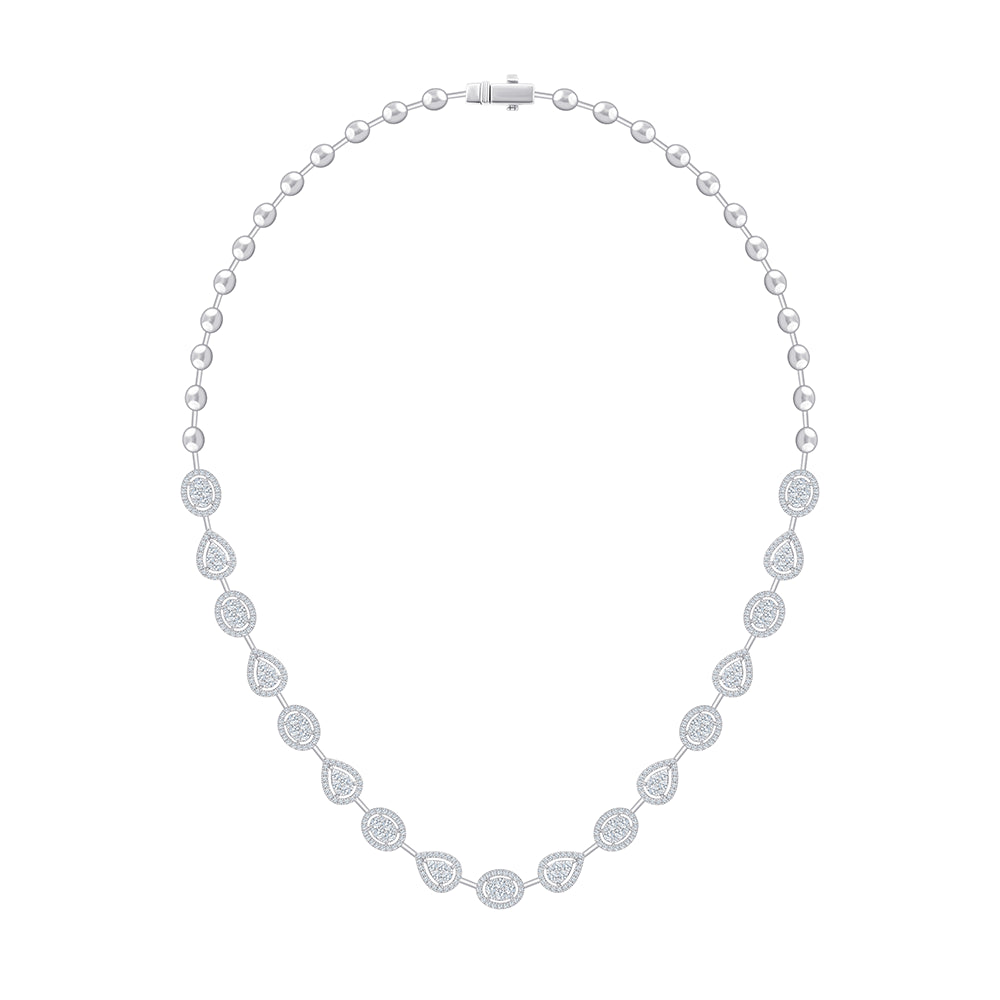 Mixed Cluster Halo Tennis Necklace