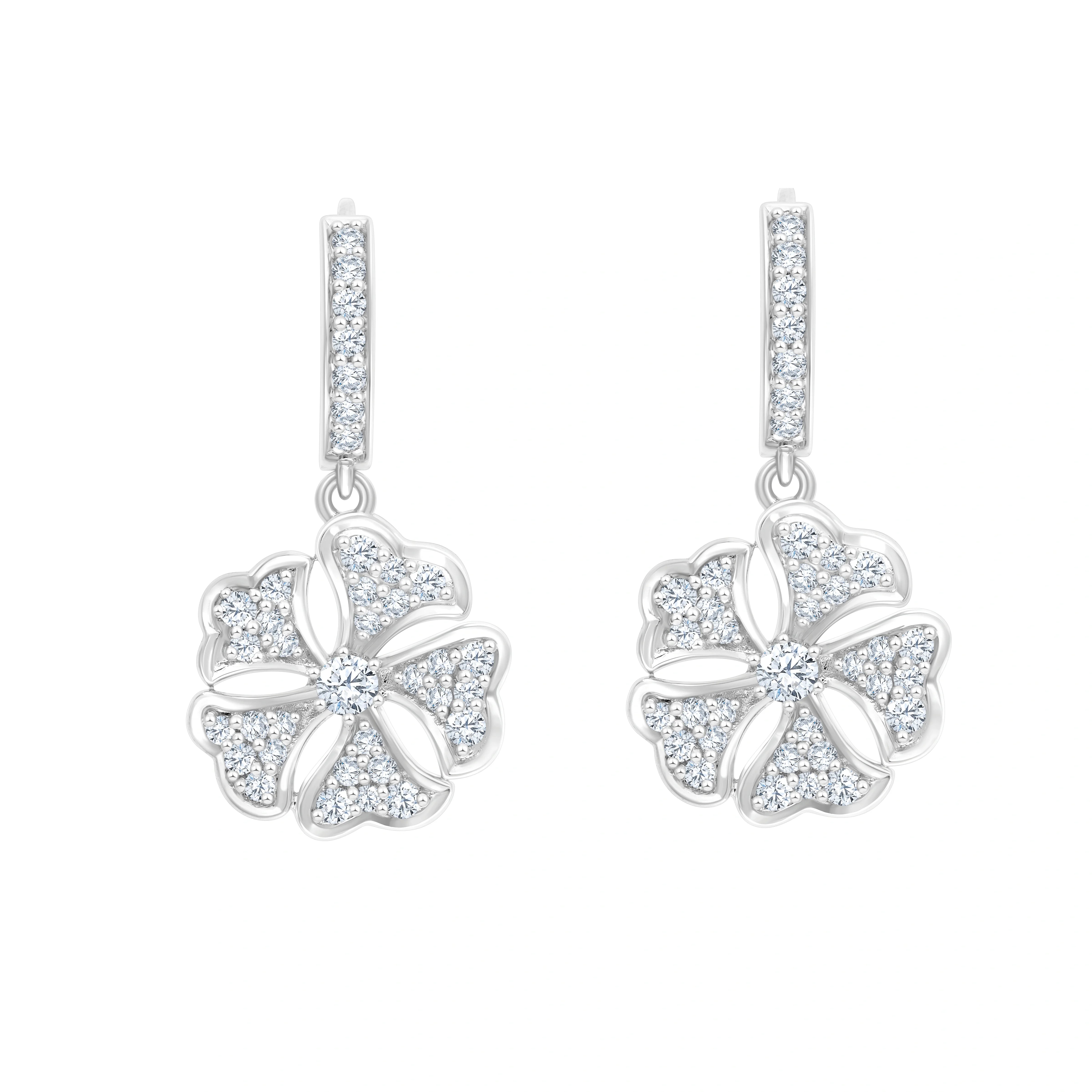 Brilliant Cut Floral Drop Earrings
