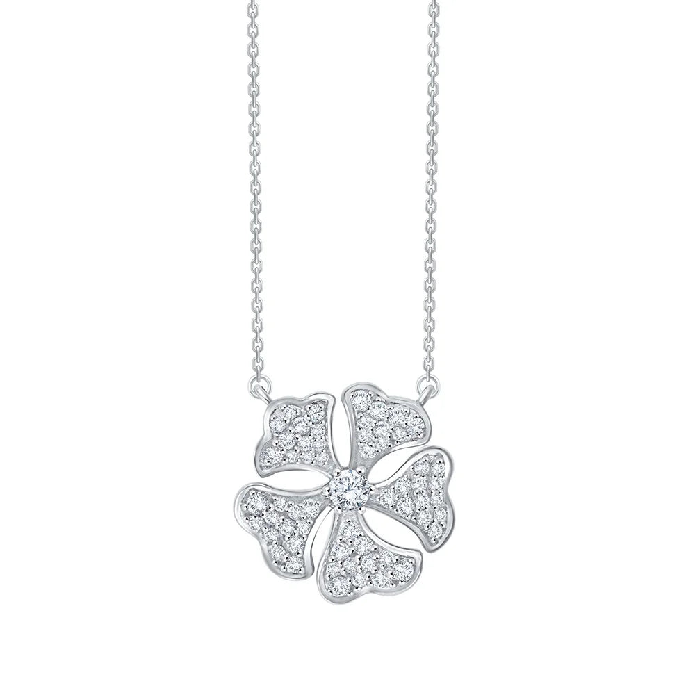 Brilliant Cut Floral Pave Pendant