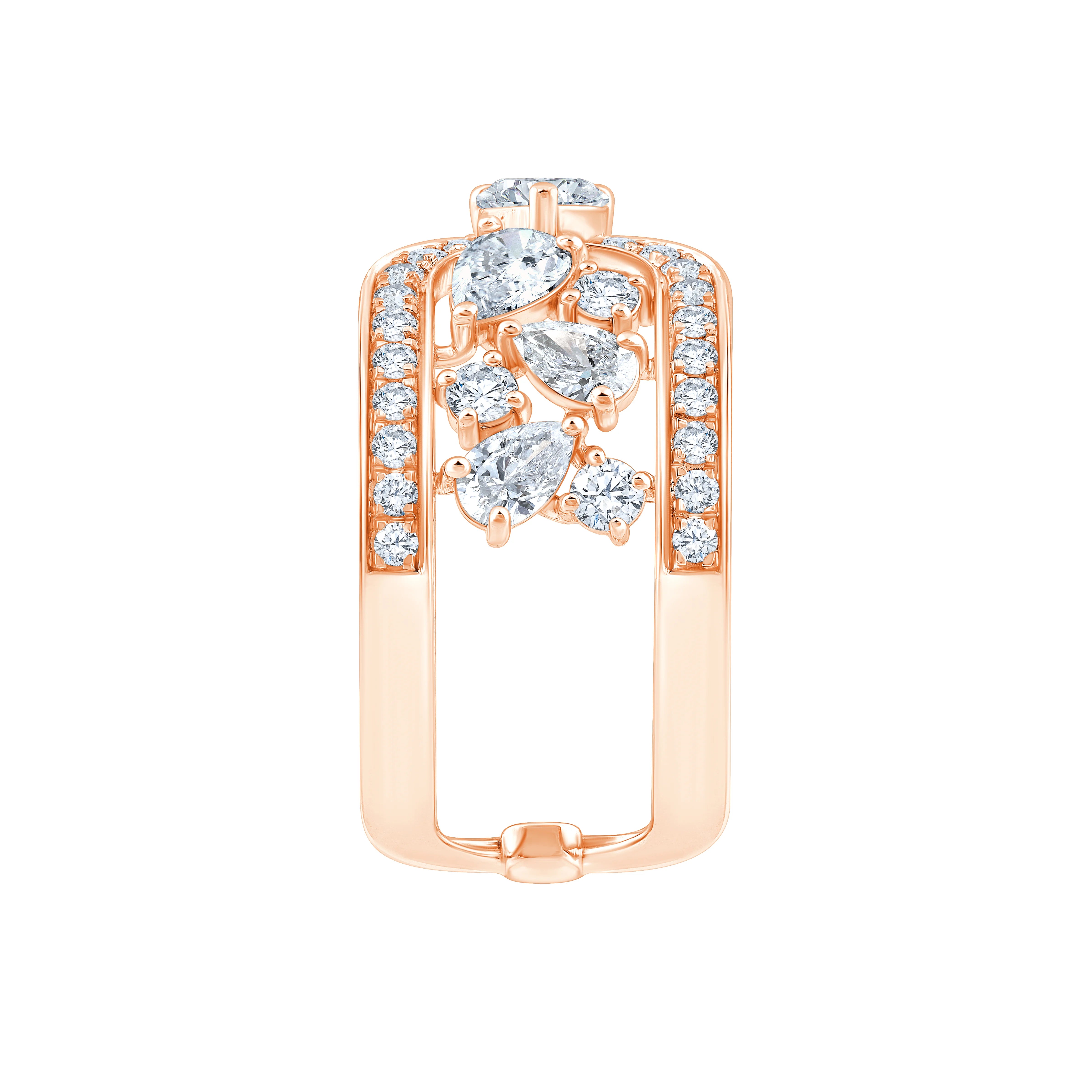 Pear Cut Open Curved Motif Ring