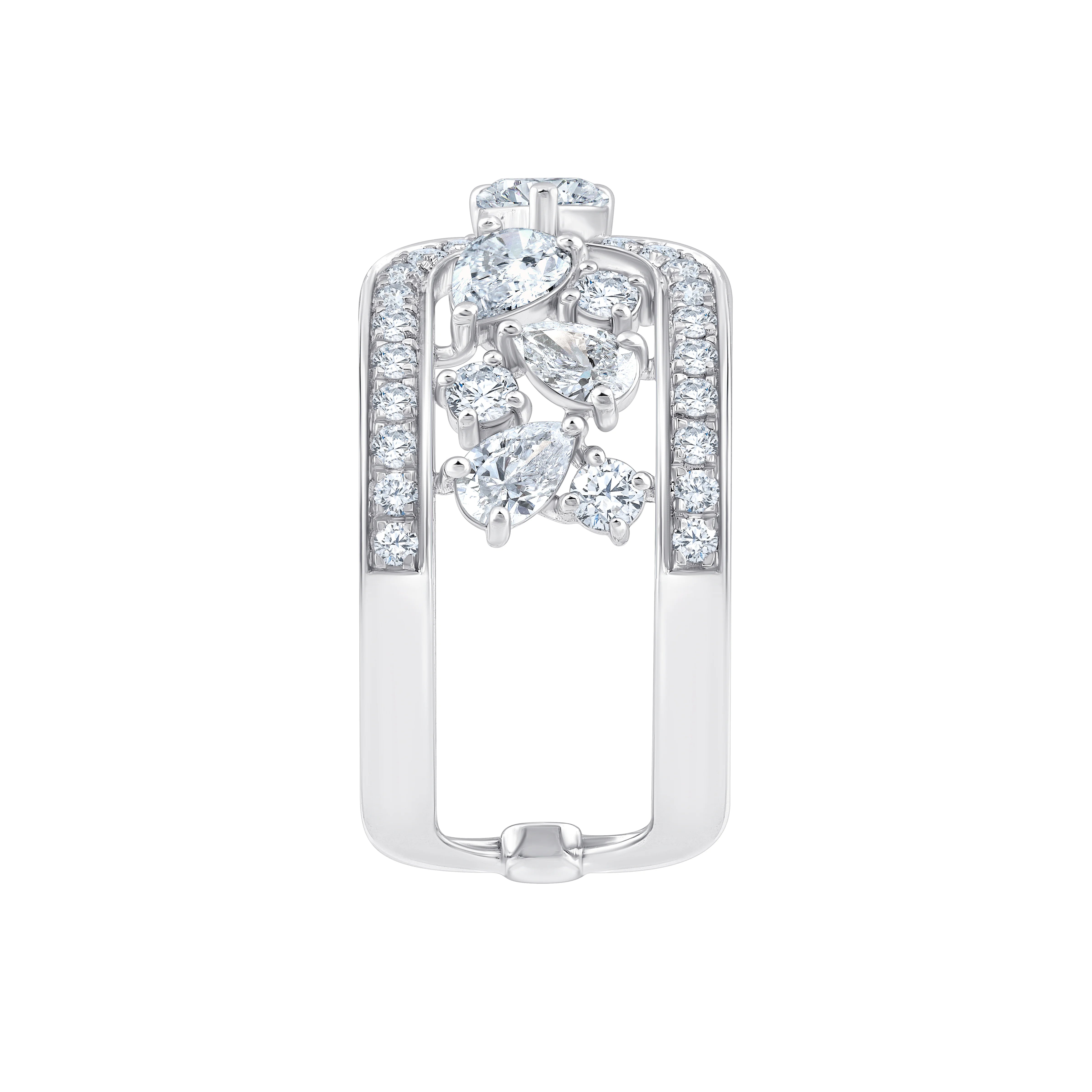 Pear Cut Open Curved Motif Ring
