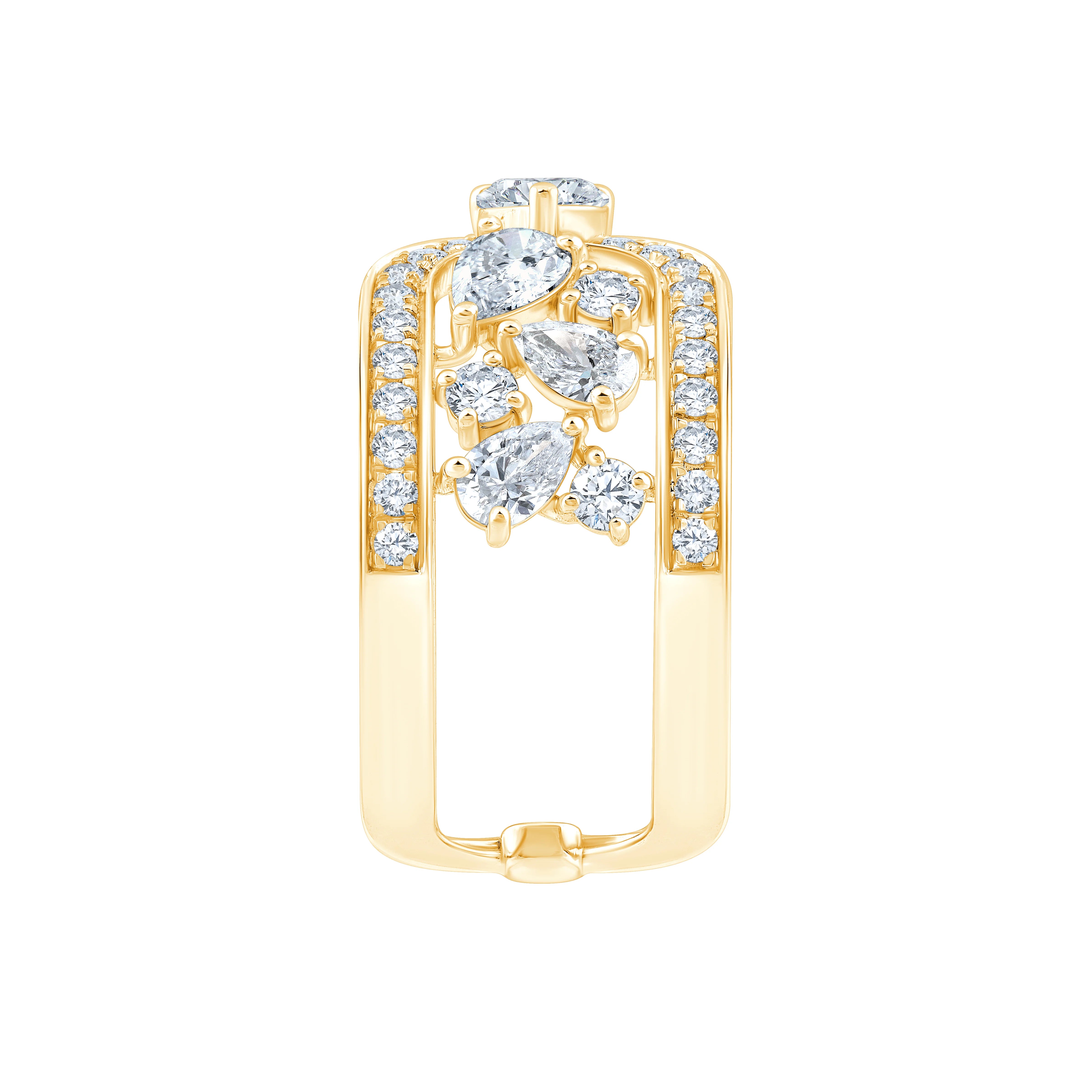 Pear Cut Open Curved Motif Ring
