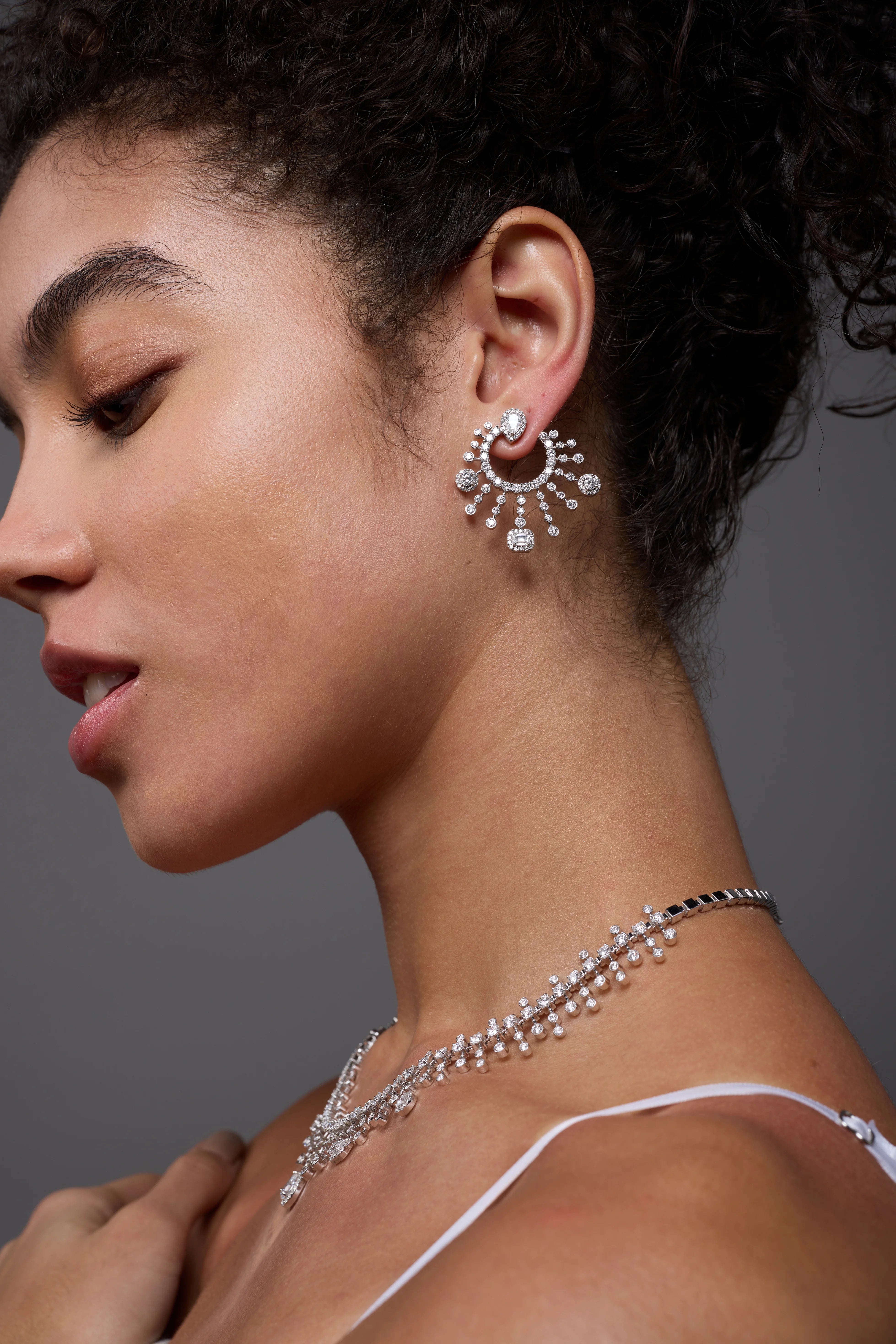 Mixed Cut Halo Statement Earrings