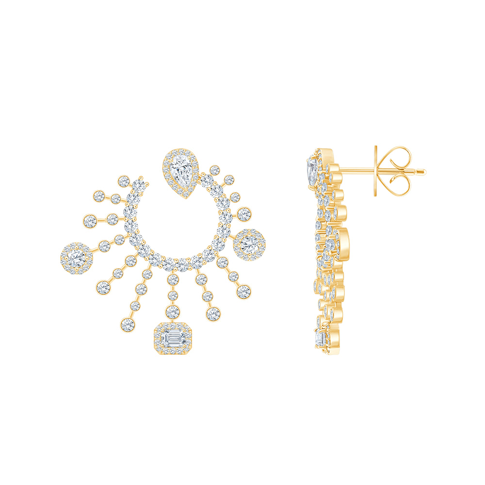 Mixed Cut Halo Statement Earrings