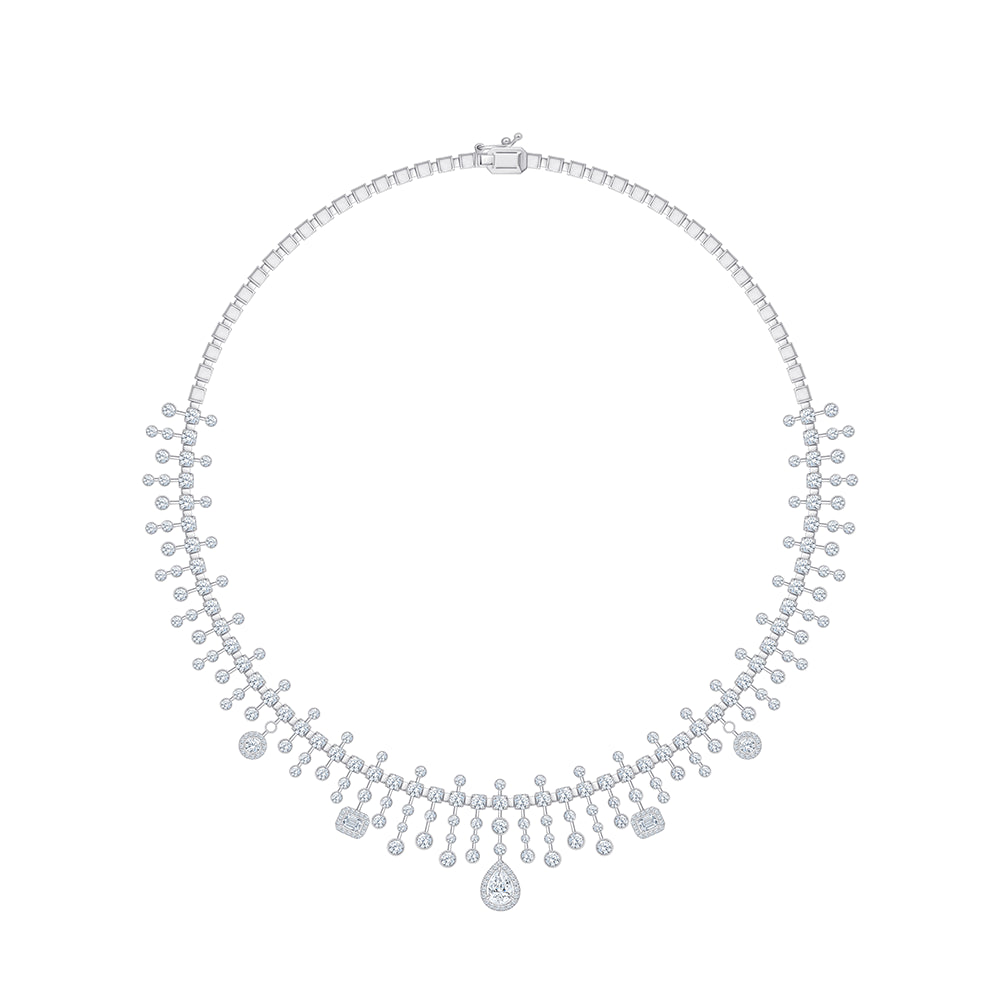 Mixed Cut Drop Diamond Bridal Necklace