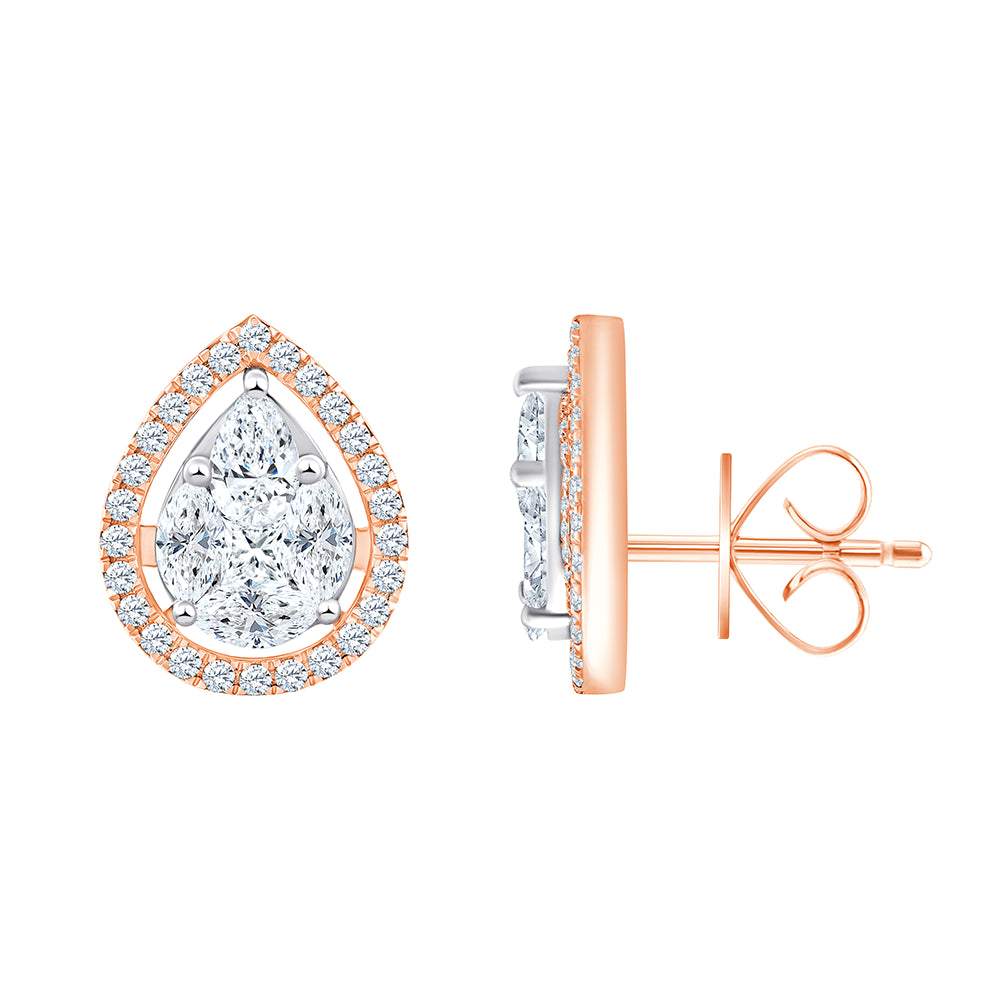 17 Carat Pear Cluster Halo Stud Earrings