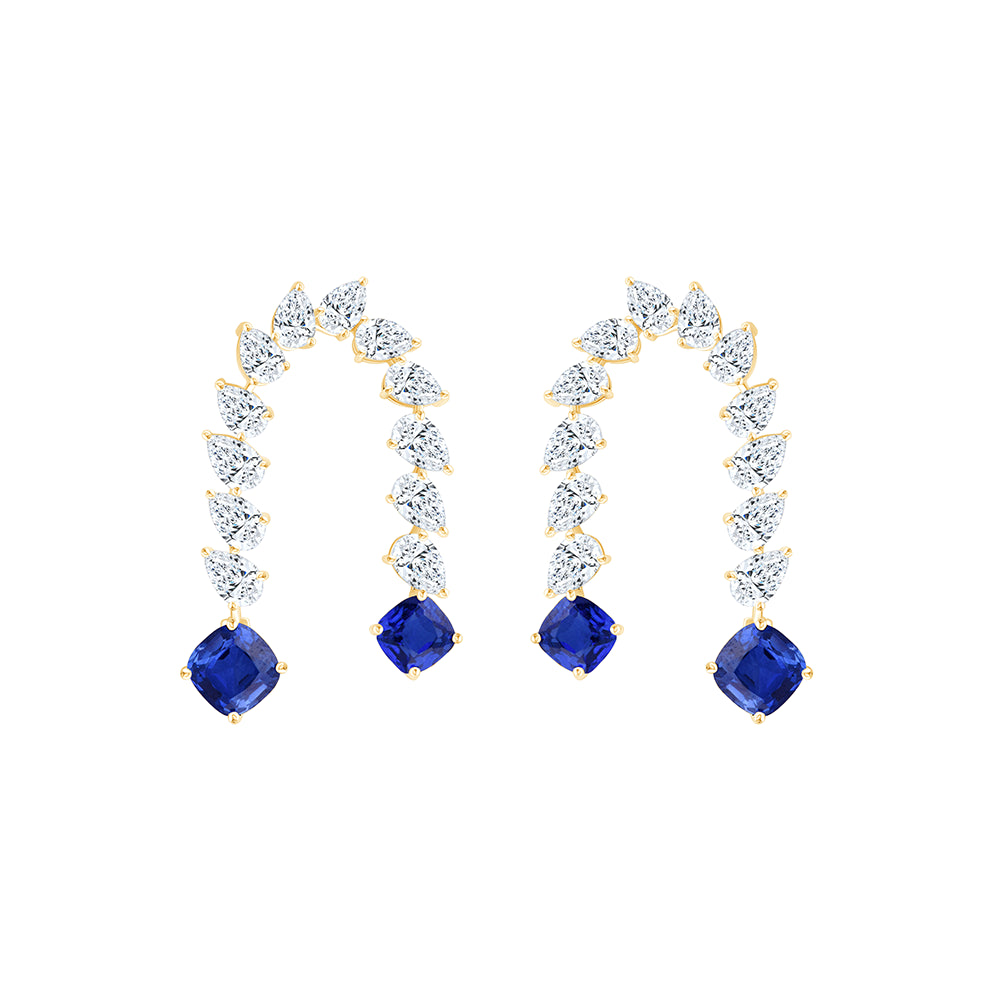 Semi-Precious Sapphire Dual Drop Earrings