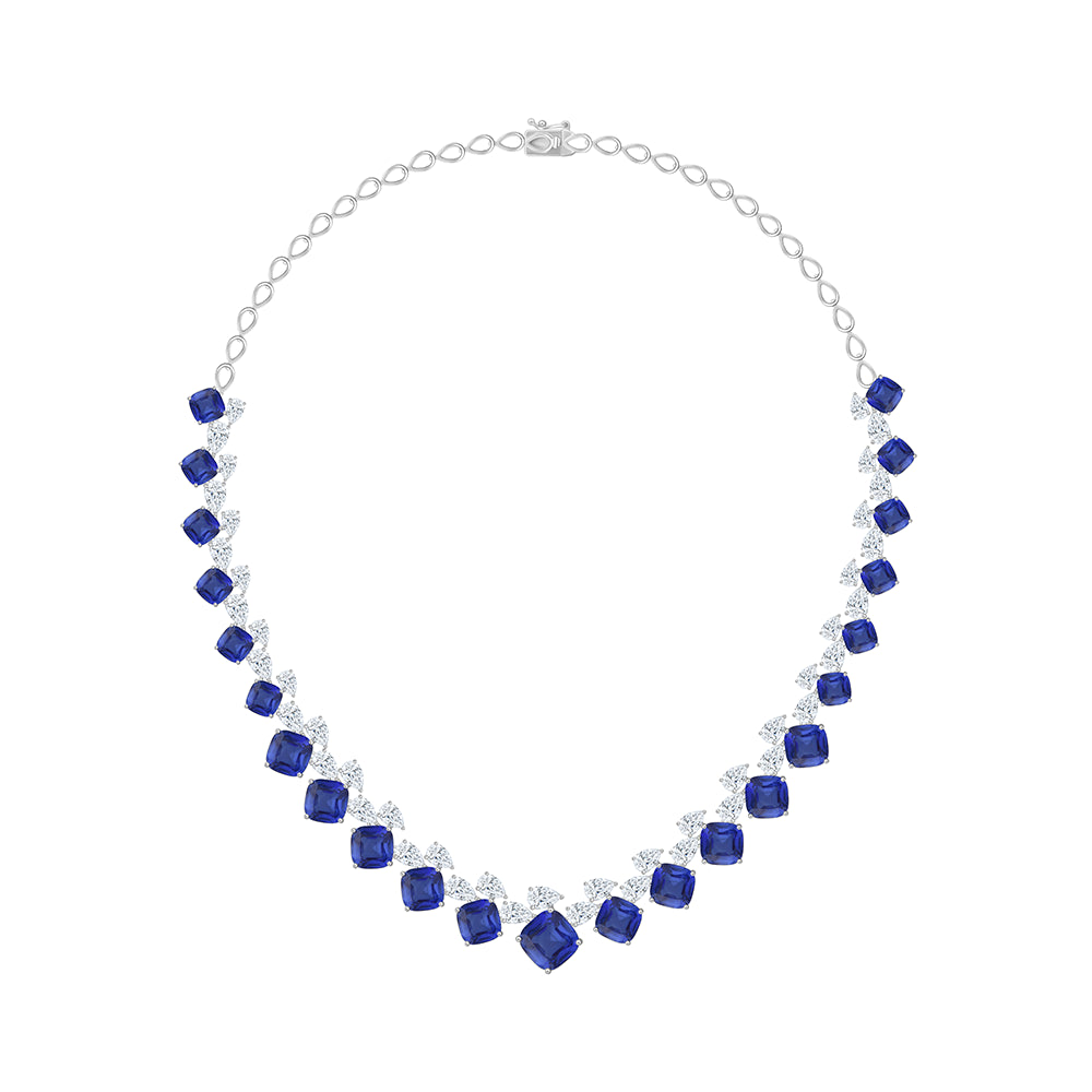 Pear Cut SemiPrecious Sapphire Half Eternity Necklace
