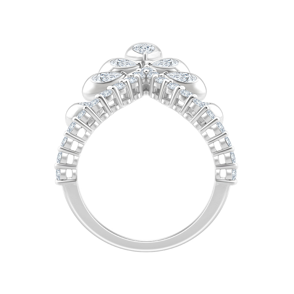 Pear Cut Floral VShape Cocktail Ring