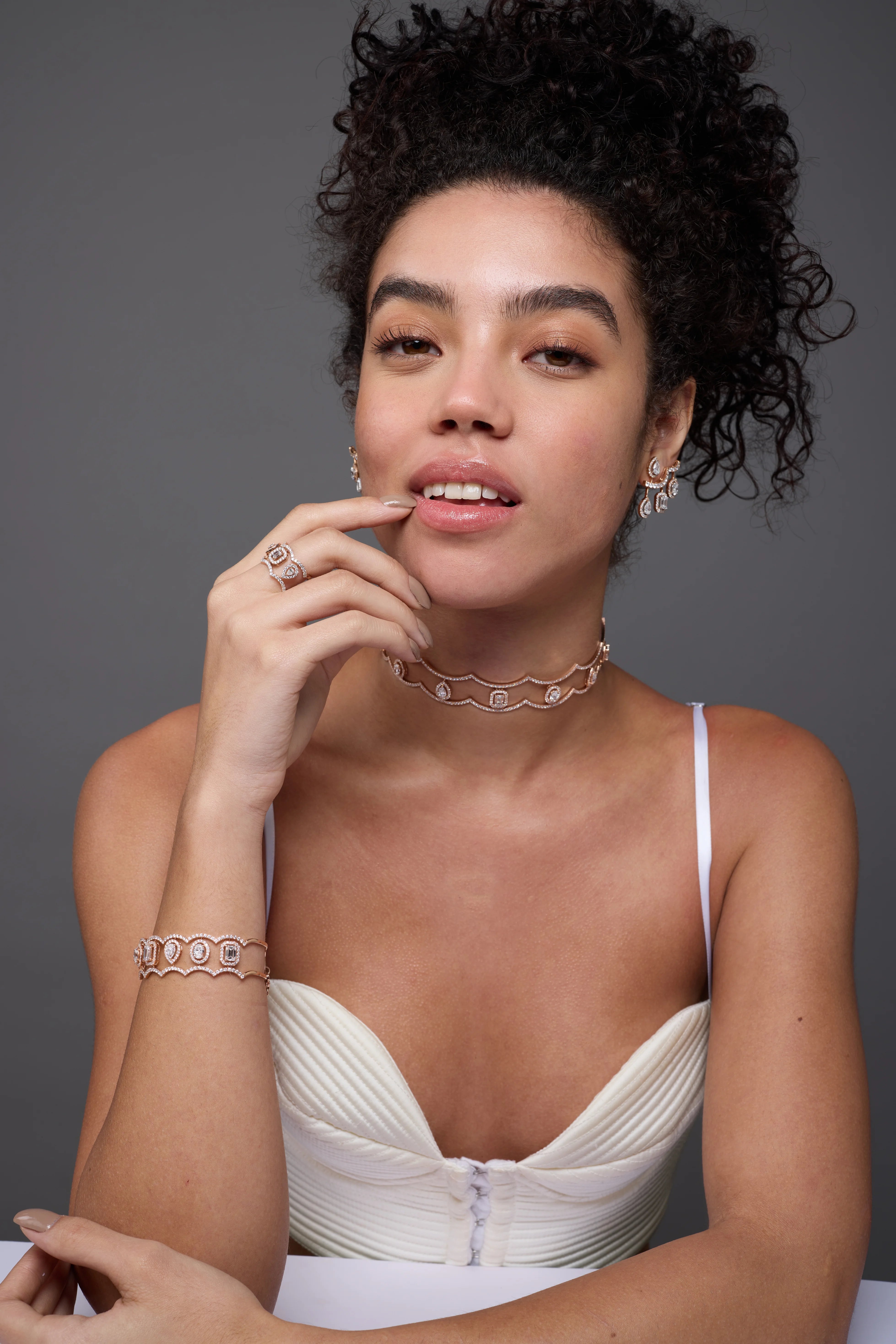 Mixed Cut Halo Choker Necklace