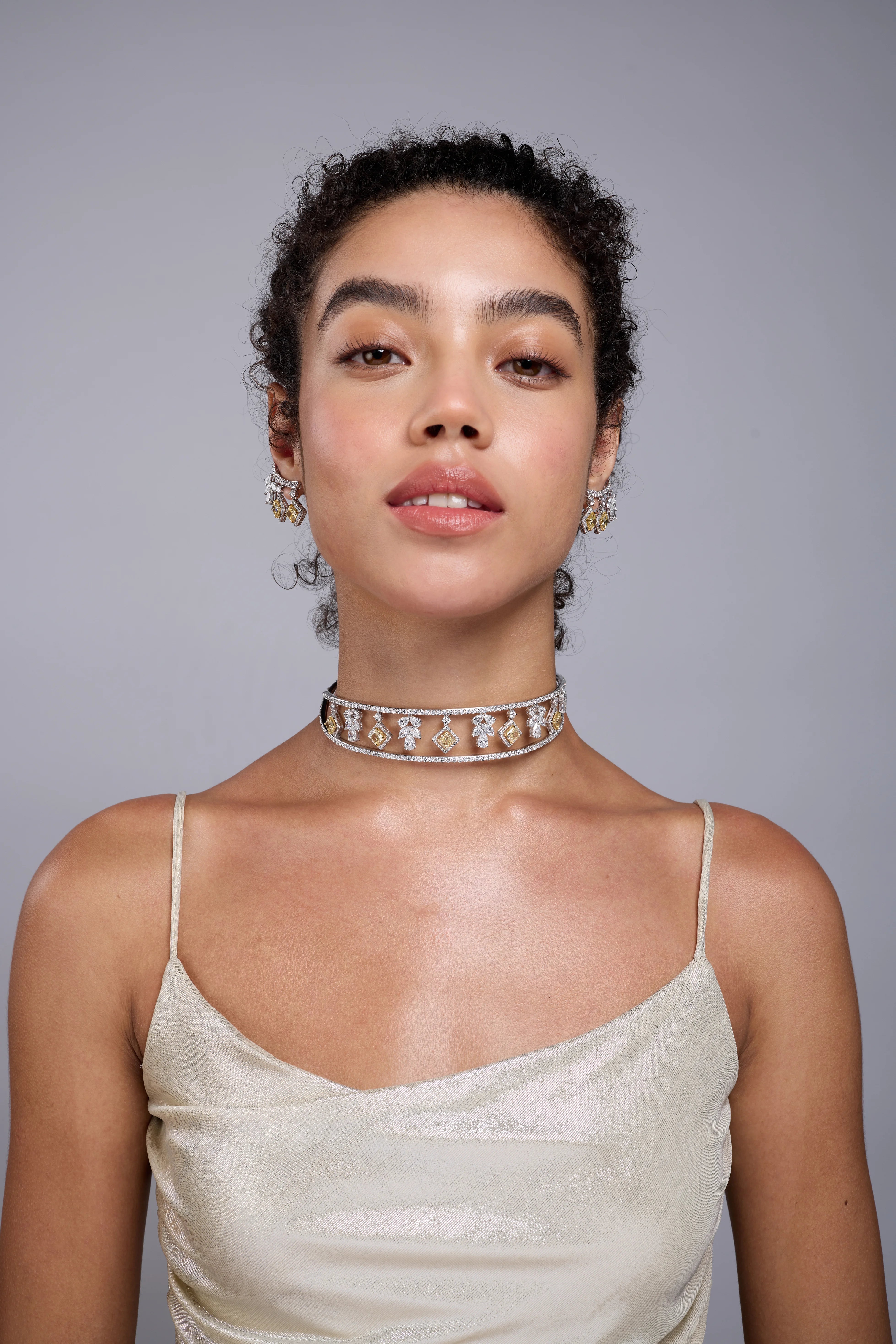 Mixed Cut Halo Choker Necklace