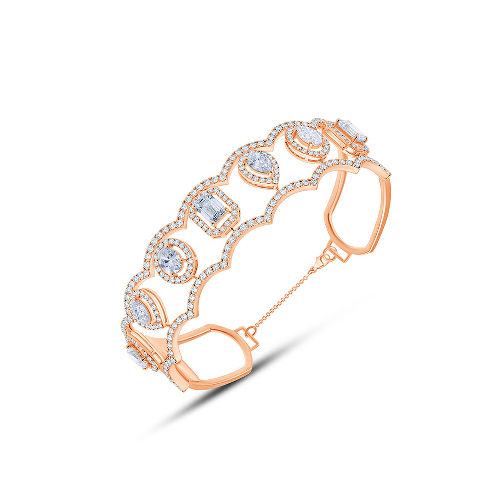 Mixed Cut Halo Oval Bracelet