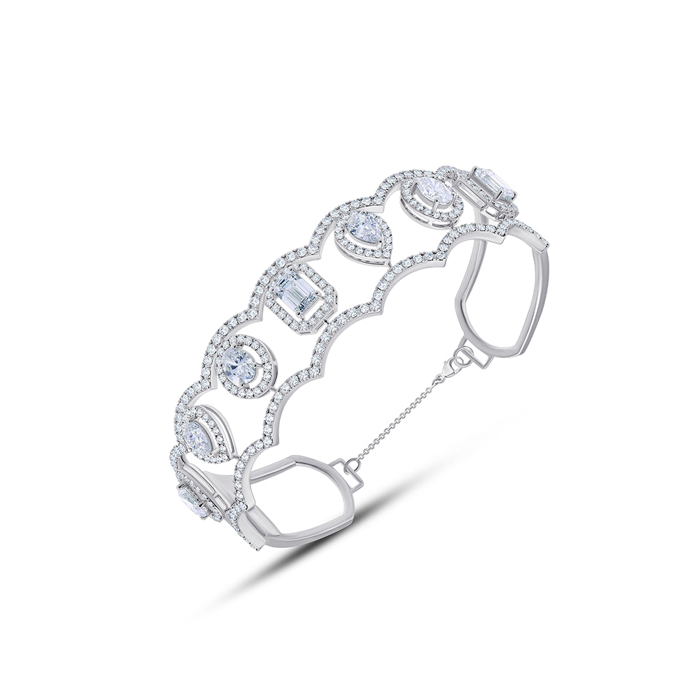 Mixed Cut Halo Oval Bracelet