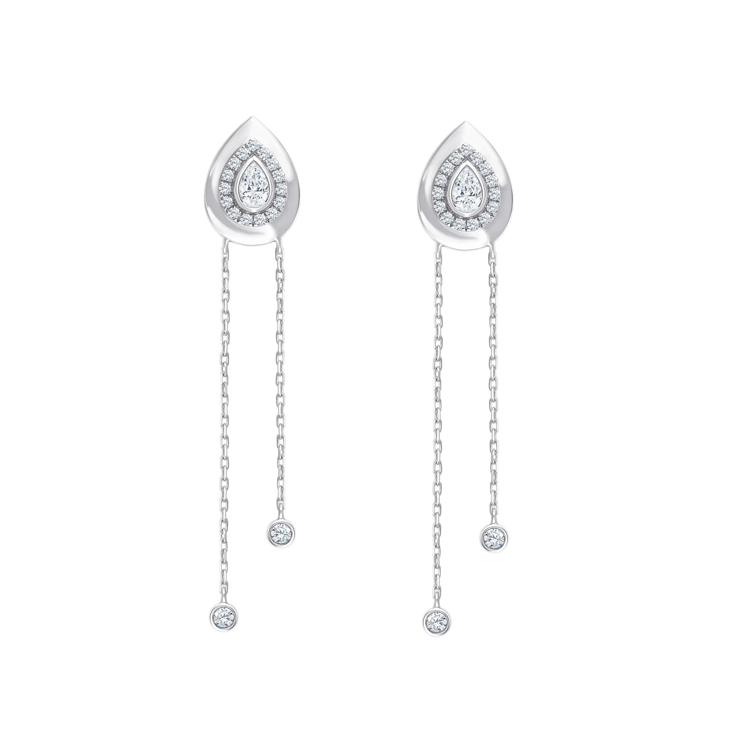Pear Motif Dual Drop Earrings