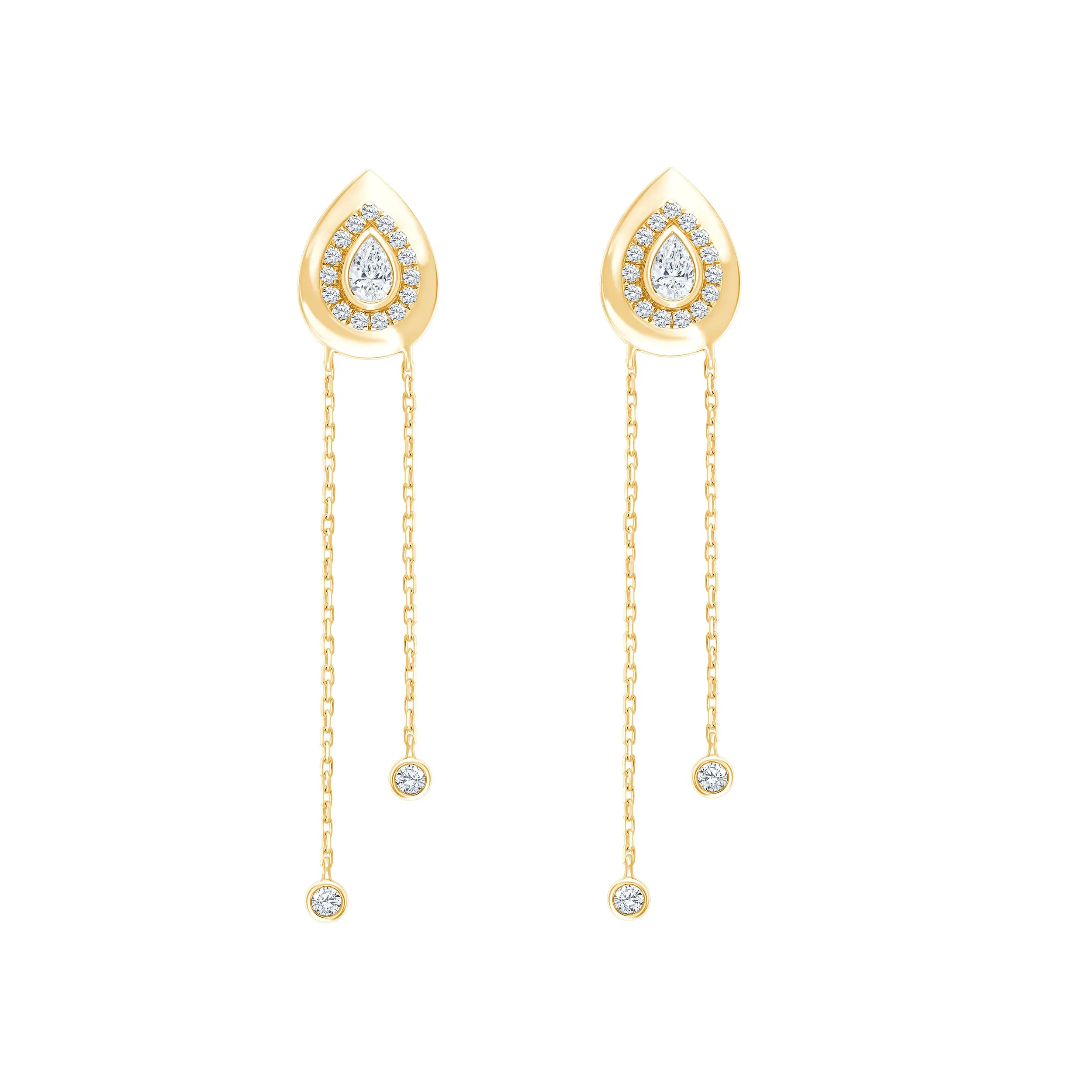 Pear Motif Dual Drop Earrings