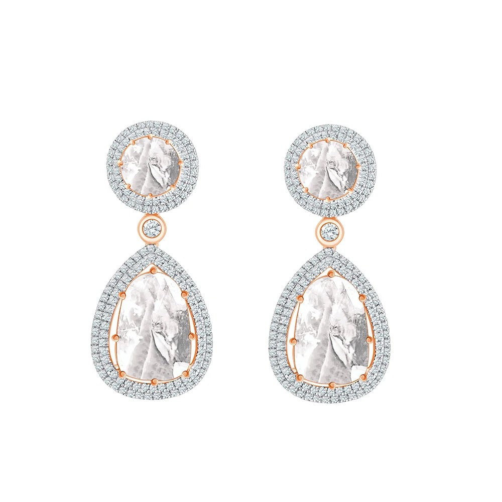 Polki Double Halo Dangler Earrings