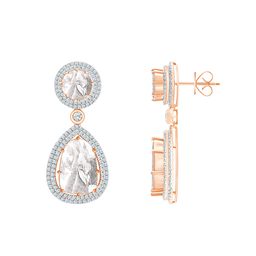 Polki Double Halo Dangler Earrings