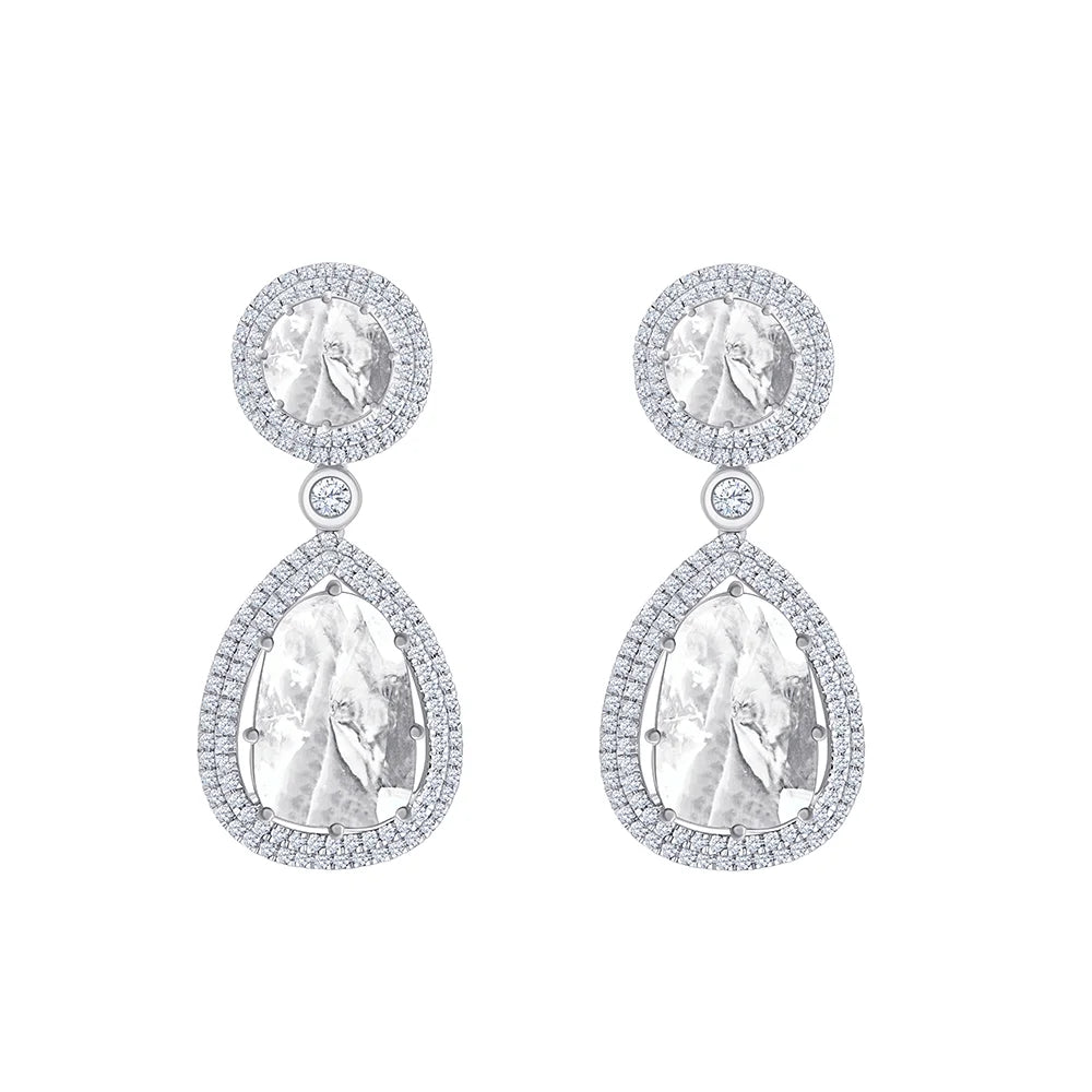 Polki Double Halo Dangler Earrings