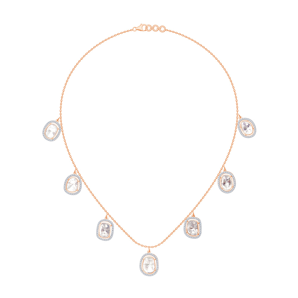 Polki Halo Station Necklace