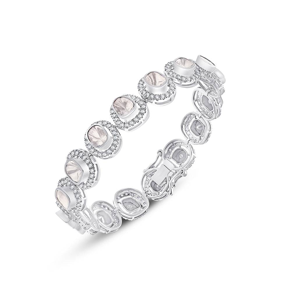 Polki Halo Tennis Bracelet