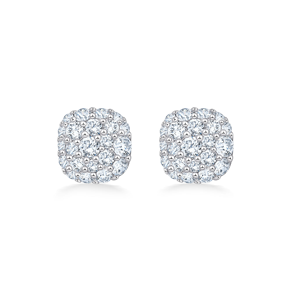 Cushion Pav Stud Earrings
