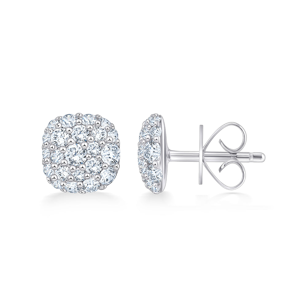 Cushion Pav Stud Earrings