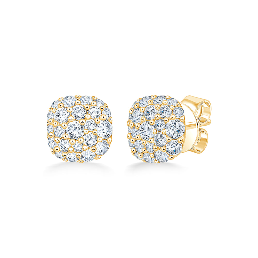 Cushion Pav Stud Earrings
