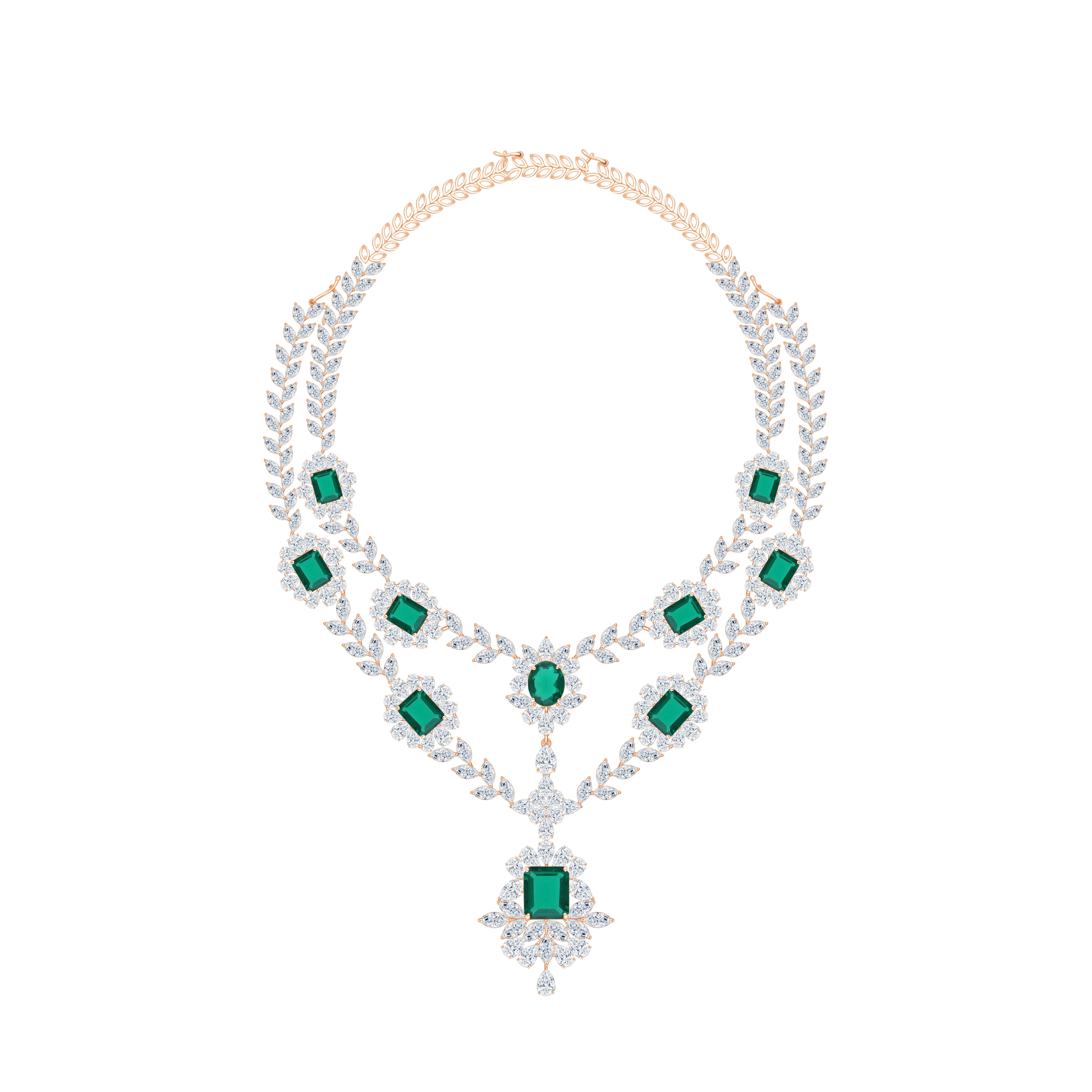 Emerald Cut Bridal Necklace