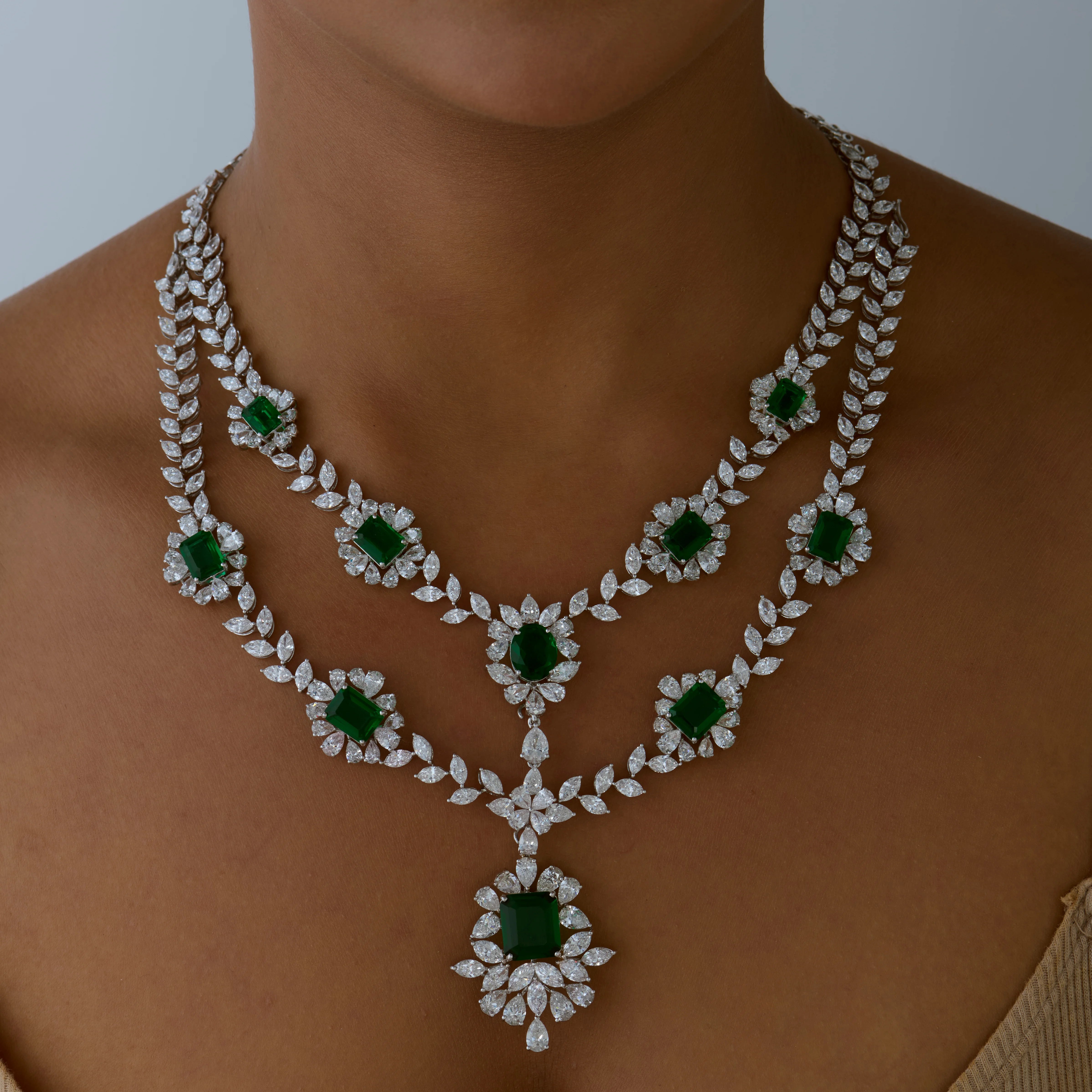 Emerald Cut Bridal Necklace