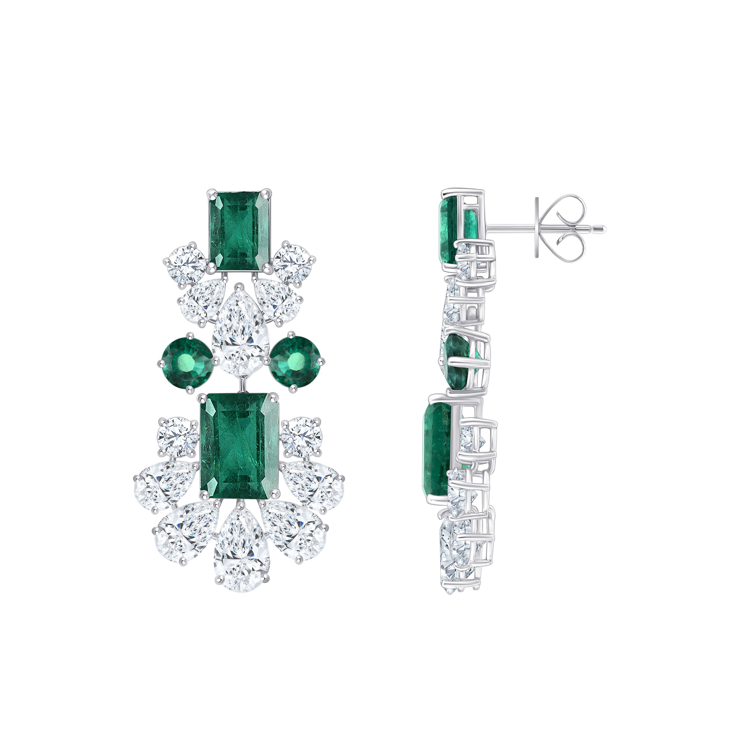 Mixed Cut SemiPrecious Emerald Drop Earrings