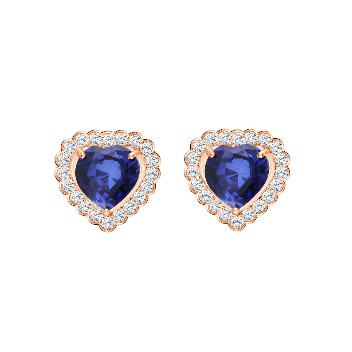 Heart Cut SemiPrecious Sapphire Halo Earrings