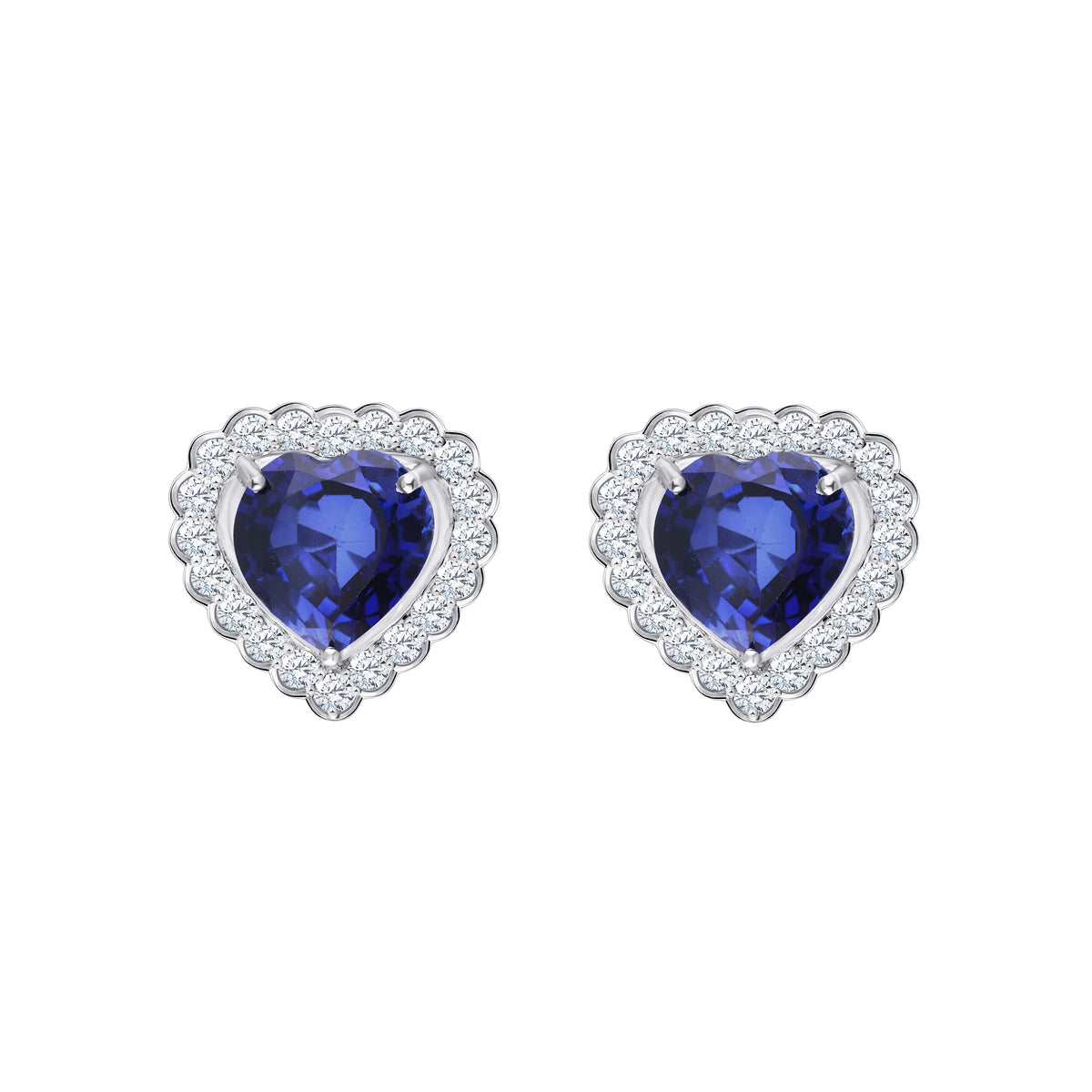 Heart Cut SemiPrecious Sapphire Halo Earrings