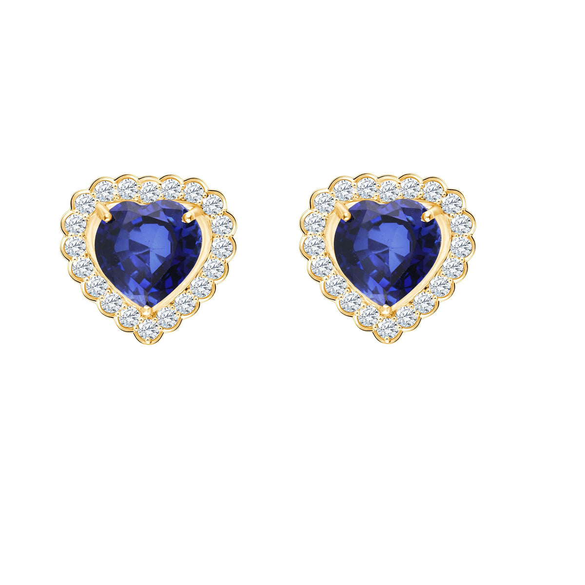 Heart Cut SemiPrecious Sapphire Halo Earrings