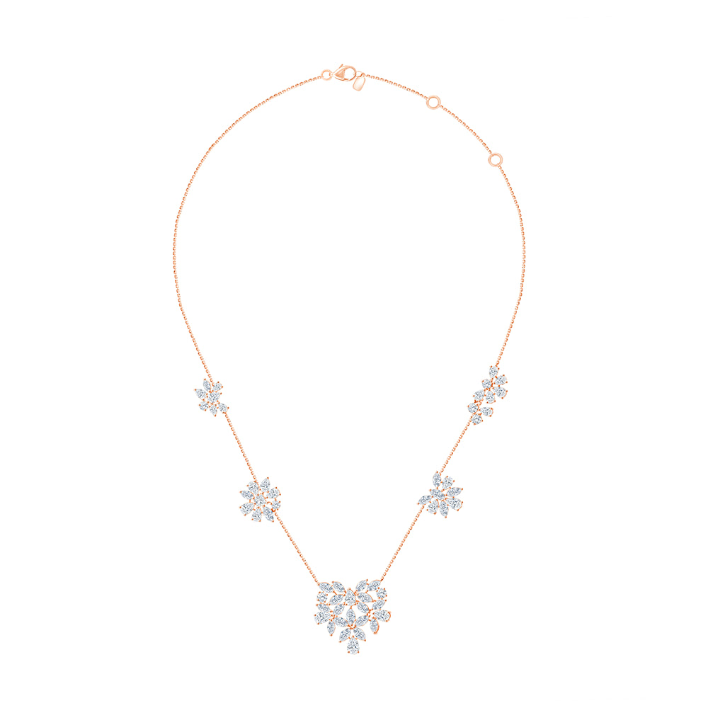 Mixed Cut Floral Station Necklace