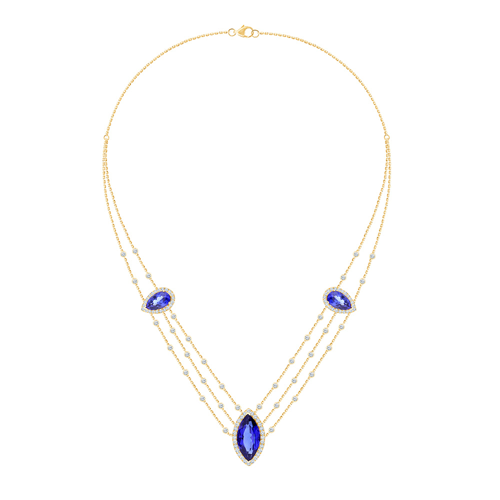 SemiPrecious Sapphire Halo Layered Necklace