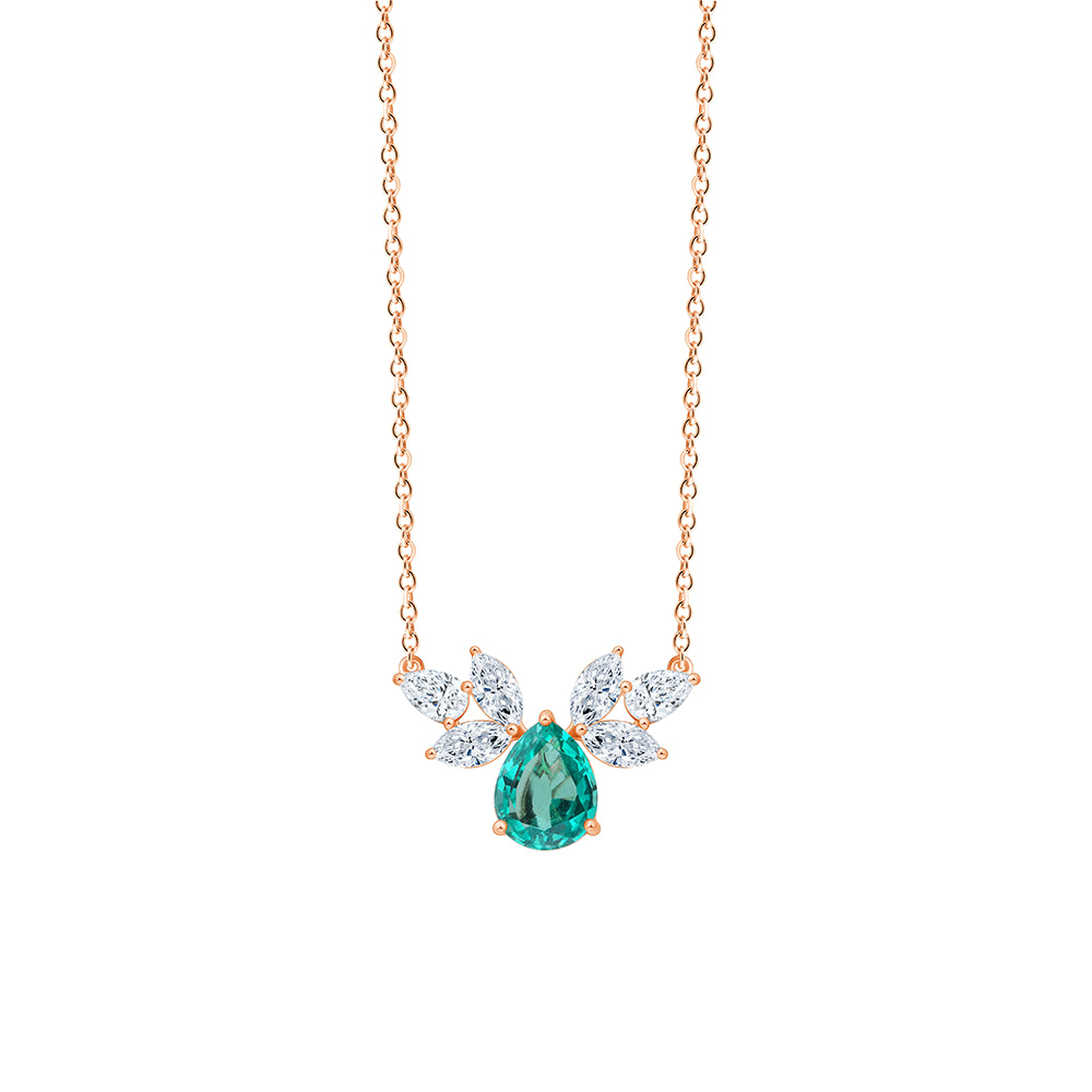 SemiPrecious Pear Cut Emerald Bloom Pendant