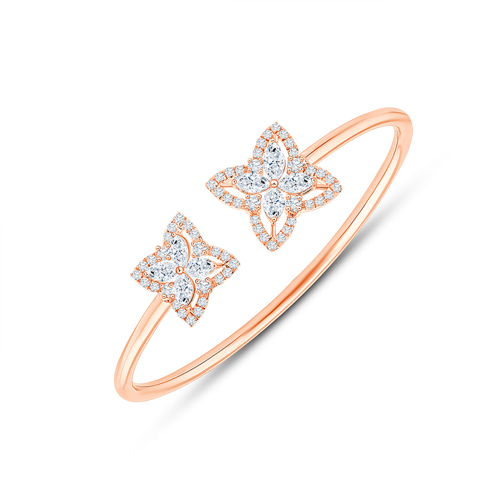 Clover Charm Halo Open Bracelet