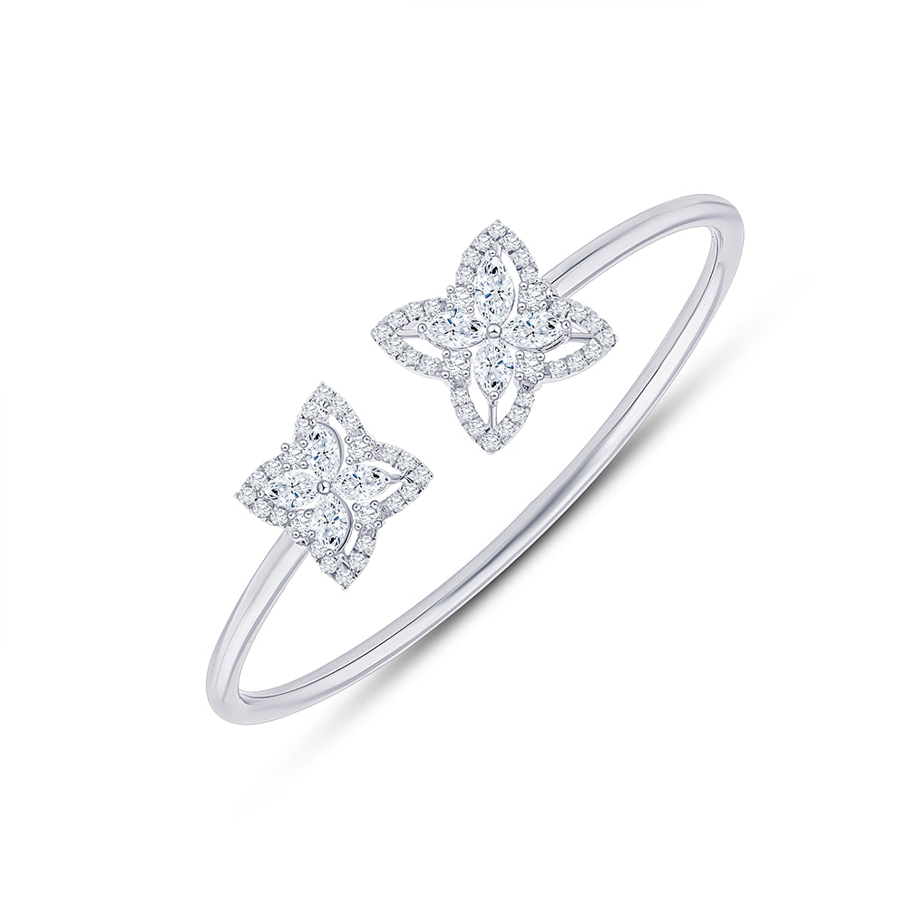 Clover Charm Halo Open Bracelet